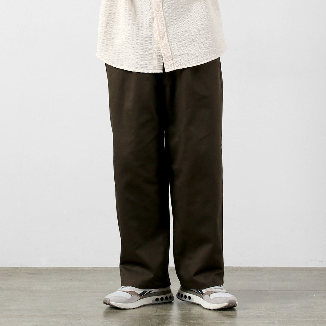 RE MADE IN TOKYO JAPAN(アールイー) コットンハードカルゼ タックワイドパンツ