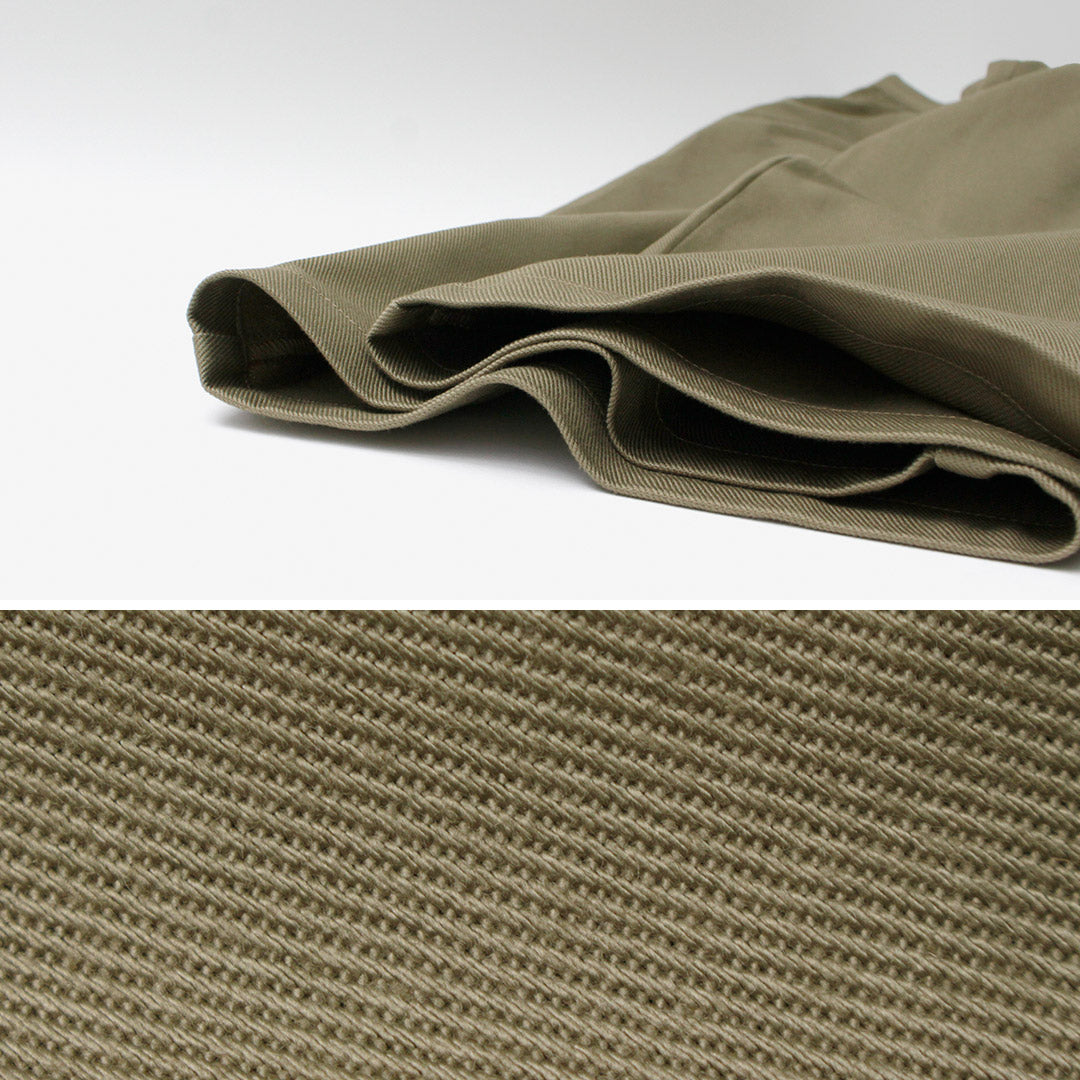 RE MADE IN TOKYO JAPAN(アールイー) コットンハードカルゼ タックワイドパンツ