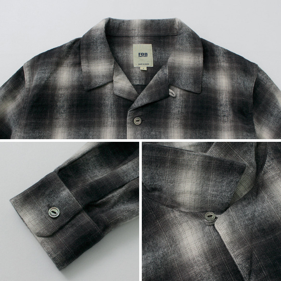 FOB FACTORY(FOBファクトリー) F3505 ネルオープンカラーシャツ