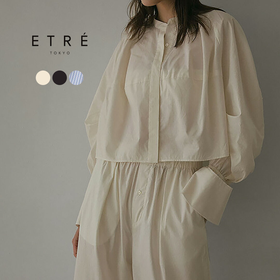 【50%OFF】ETRE TOKYO(エトレトウキョウ) カーブスリーブバンドカラーシャツ 1224410073-0