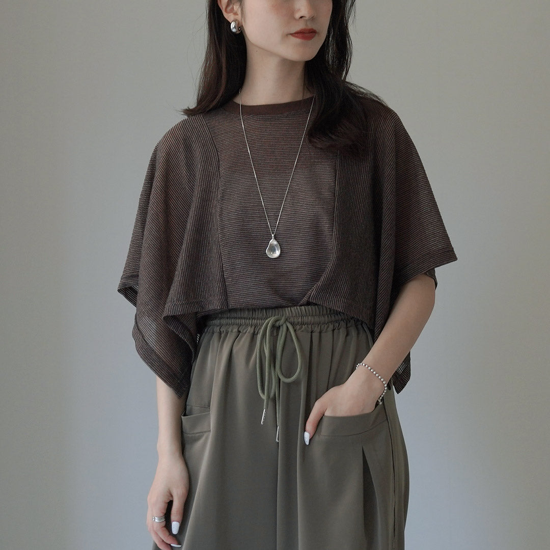 【30%OFF】CHIGNON(シニヨン) ケープスリーブボーダーTOPS