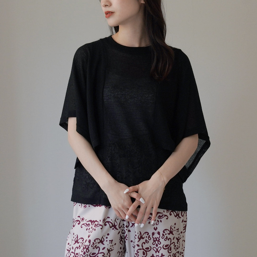 【30%OFF】CHIGNON(シニヨン) ケープスリーブボーダーTOPS