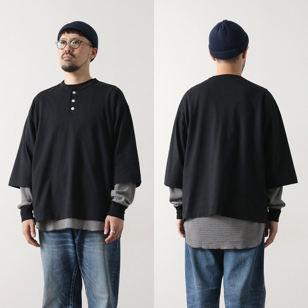 HEALTHKNIT(ヘルスニット)別注 2パックTシャツ 7分袖+ロングスリーブワッフル / メンズ トップス 長袖 カジュアル 2Pack 3/4 sleeve+L/S waffle Layerd Tee