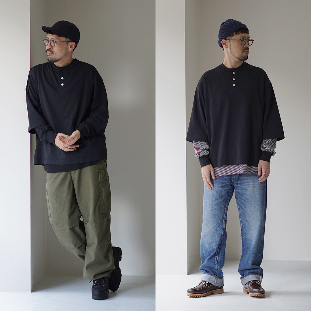 HEALTHKNIT(ヘルスニット)別注 2パックTシャツ 7分袖+ロングスリーブワッフル / メンズ トップス 長袖 カジュアル 2Pack 3/4 sleeve+L/S waffle Layerd Tee
