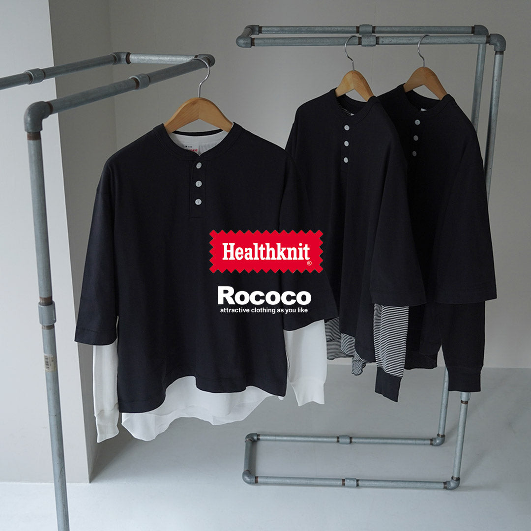 HEALTHKNIT(ヘルスニット)別注 2パックTシャツ 7分袖+ロングスリーブワッフル / メンズ トップス 長袖 カジュアル 2Pack 3/4 sleeve+L/S waffle Layerd Tee