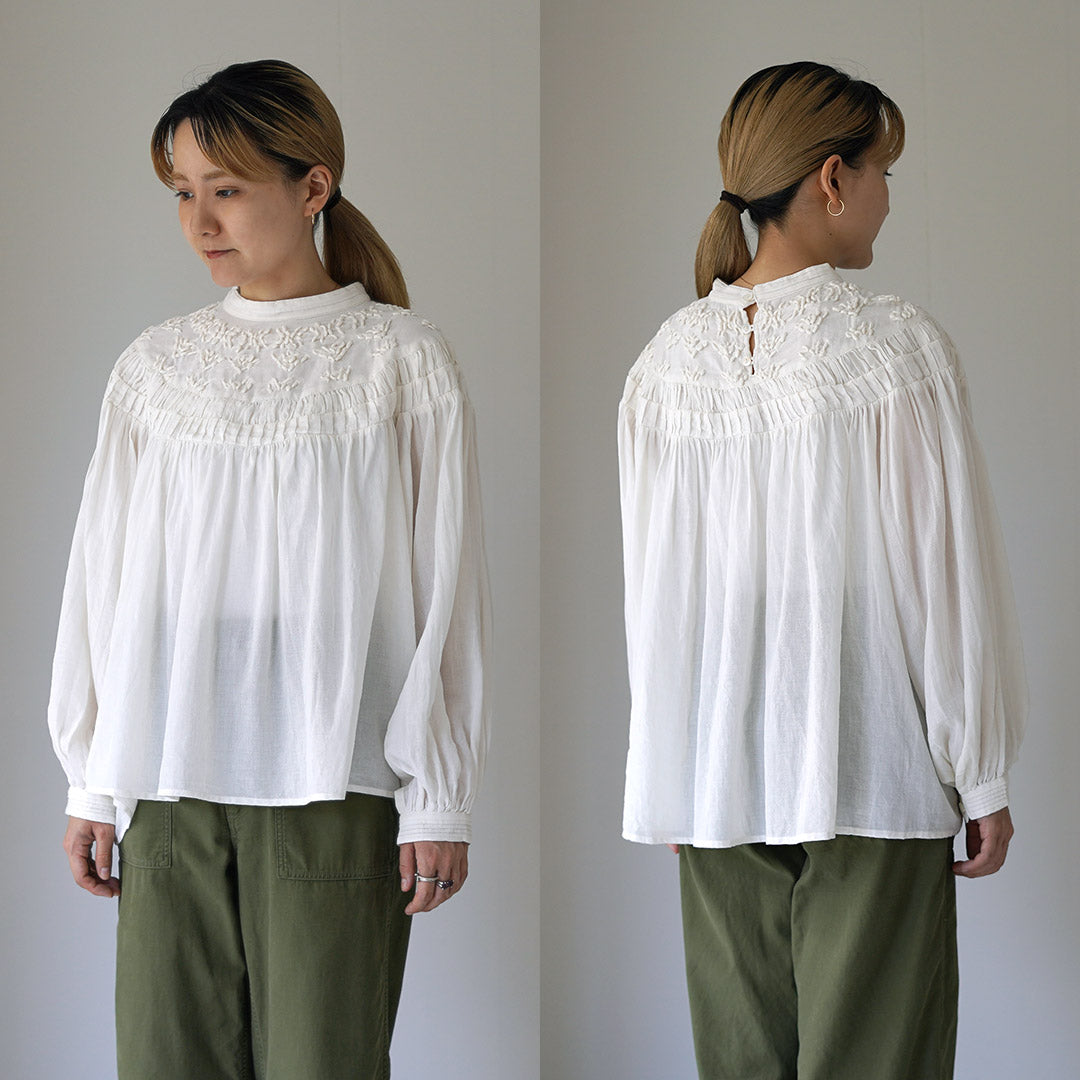 【30%OFF】TUMUGU(ツムグ) ハンド刺繍 コットンモス プルオーバー