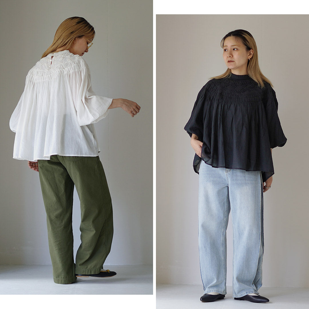 【30%OFF】TUMUGU(ツムグ) ハンド刺繍 コットンモス プルオーバー