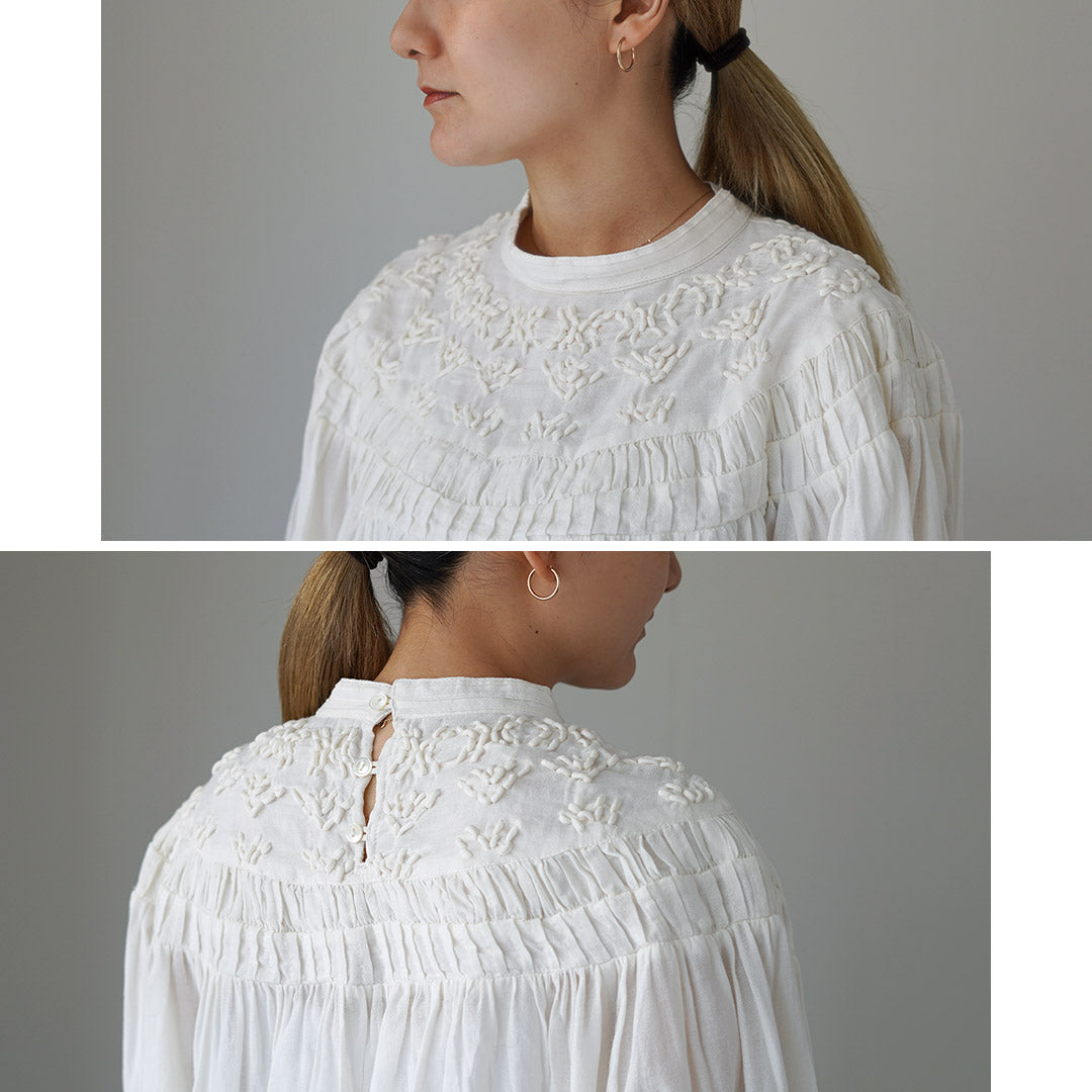 【30%OFF】TUMUGU(ツムグ) ハンド刺繍 コットンモス プルオーバー