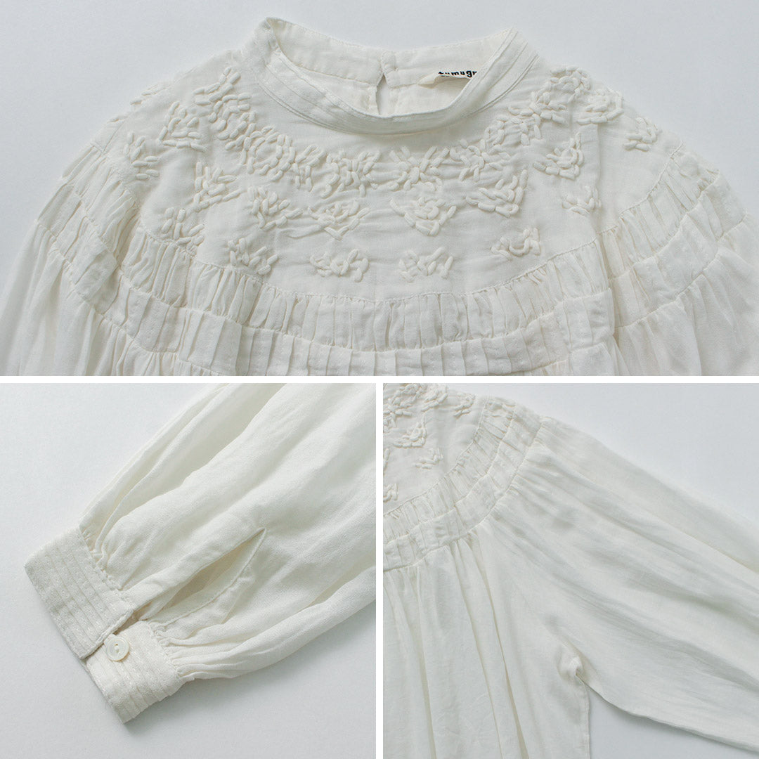 【30%OFF】TUMUGU(ツムグ) ハンド刺繍 コットンモス プルオーバー