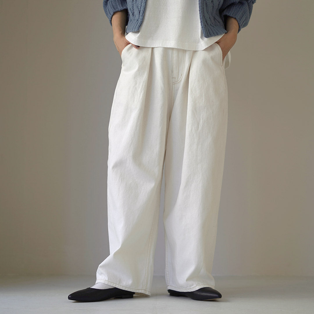 【20%OFF】TUMUGU(ツムグ) 12oz コットンリネンデニム ワイドパンツ