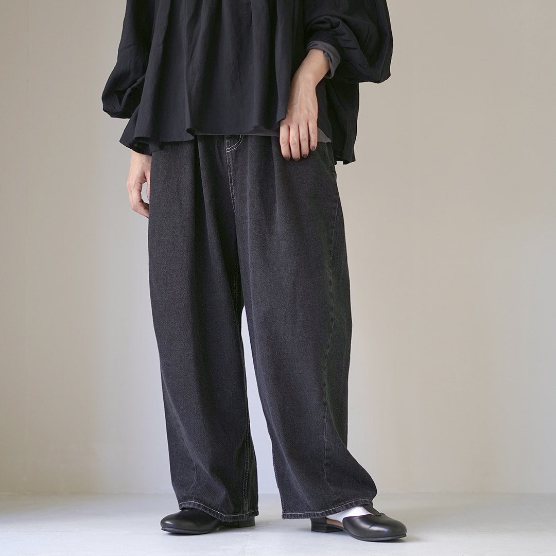 【20%OFF】TUMUGU(ツムグ) 12oz コットンリネンデニム ワイドパンツ