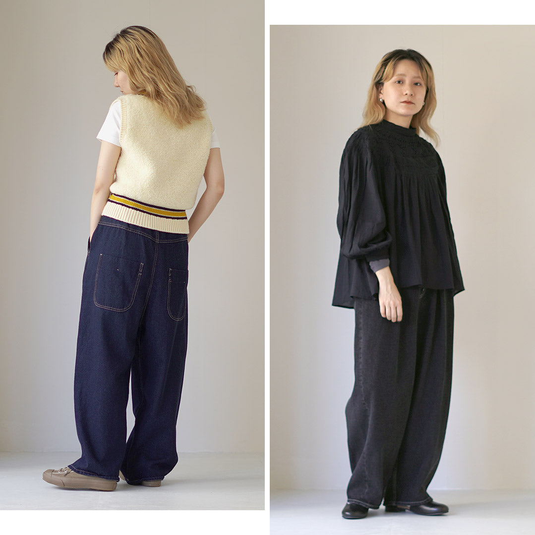 TUMUGU(ツムグ) 12oz コットンリネンデニム ワイドパンツ