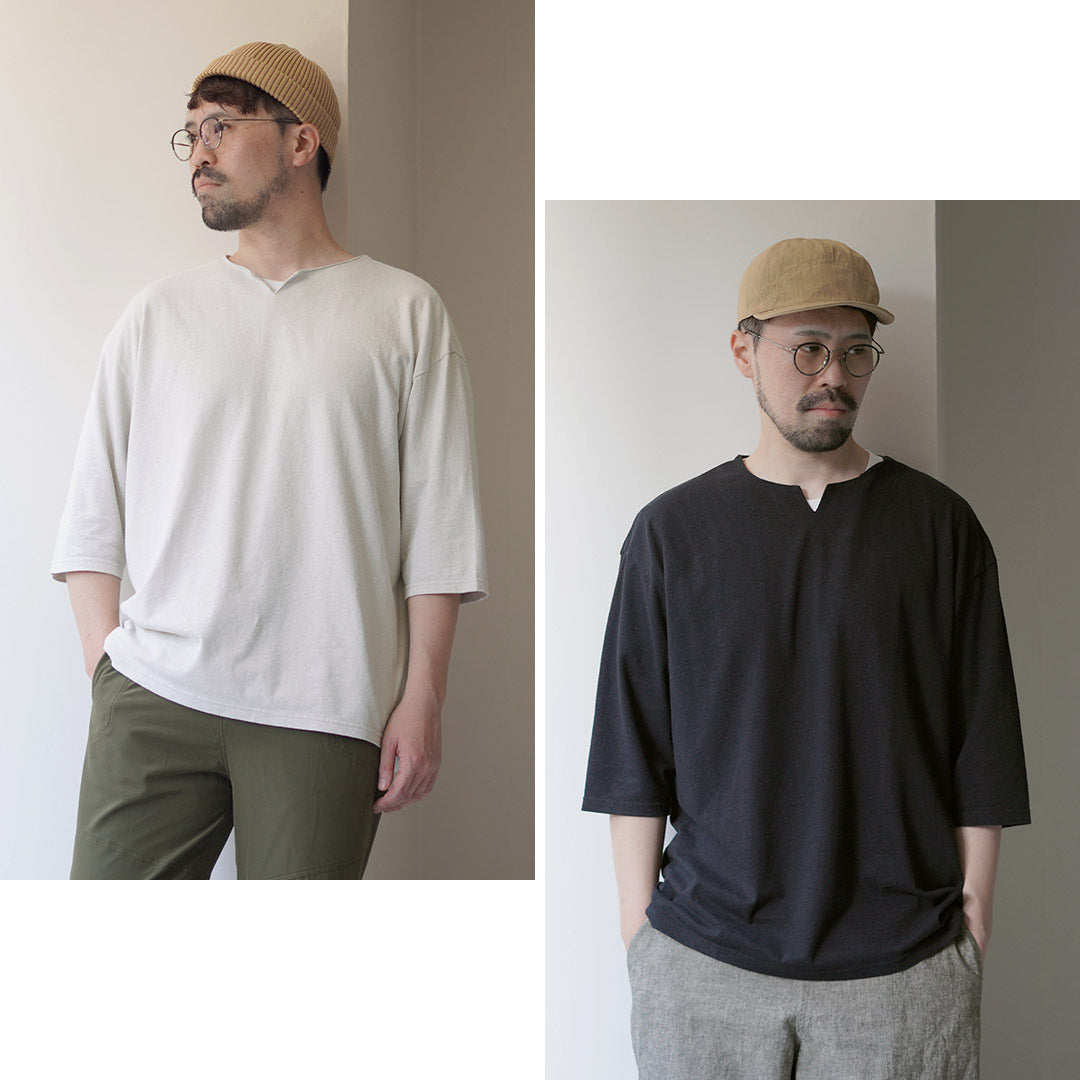 【20%OFF】ROCOCO(ロココ) リネンコットン キーネックTシャツ 2024年モデル