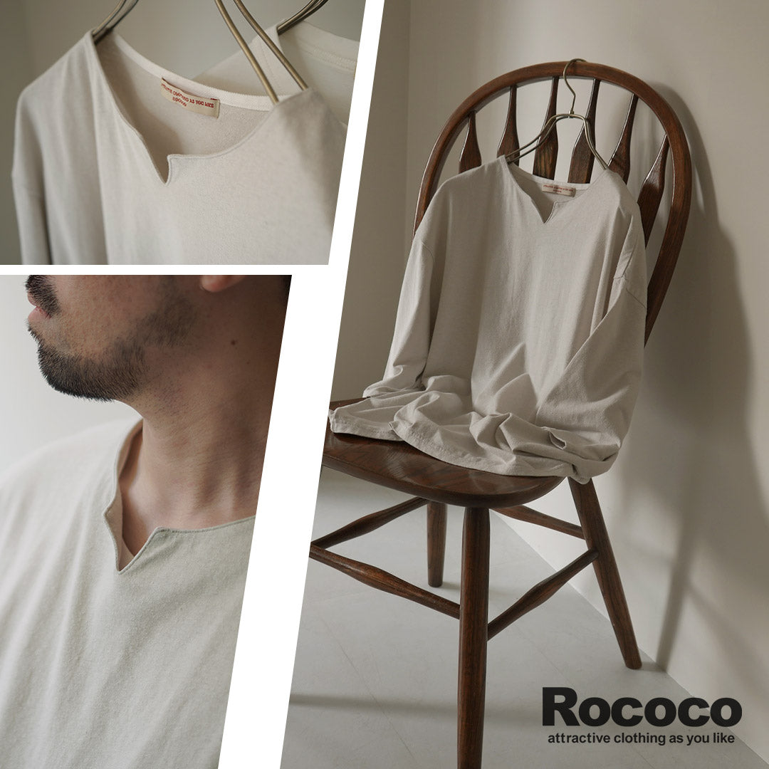 【20%OFF】ROCOCO(ロココ) リネンコットン キーネックTシャツ 2024年モデル