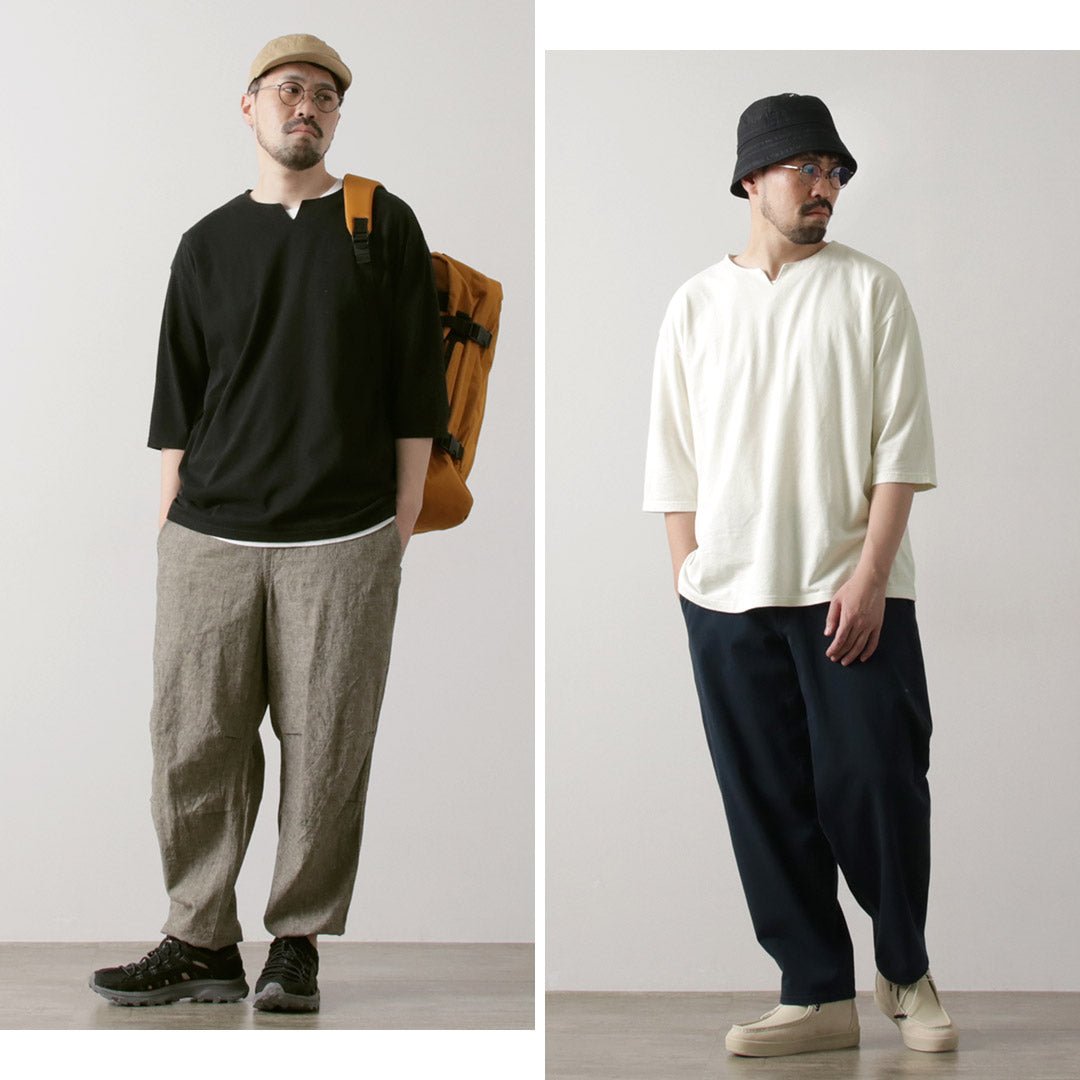 【20%OFF】ROCOCO(ロココ) リネンコットン キーネックTシャツ 2024年モデル