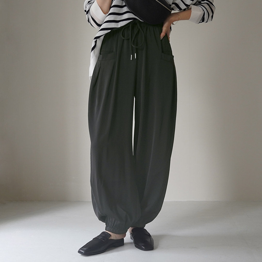 【30%OFF】CYAN TOKYO(シアン トーキョー) ワッシャーライン サテン ジョグパンツ