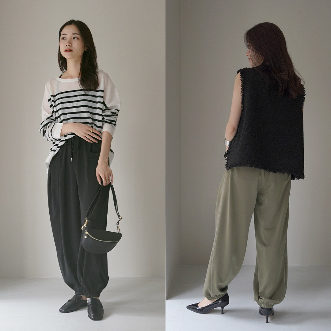 【30%OFF】CYAN TOKYO(シアン トーキョー) ワッシャーライン サテン ジョグパンツ