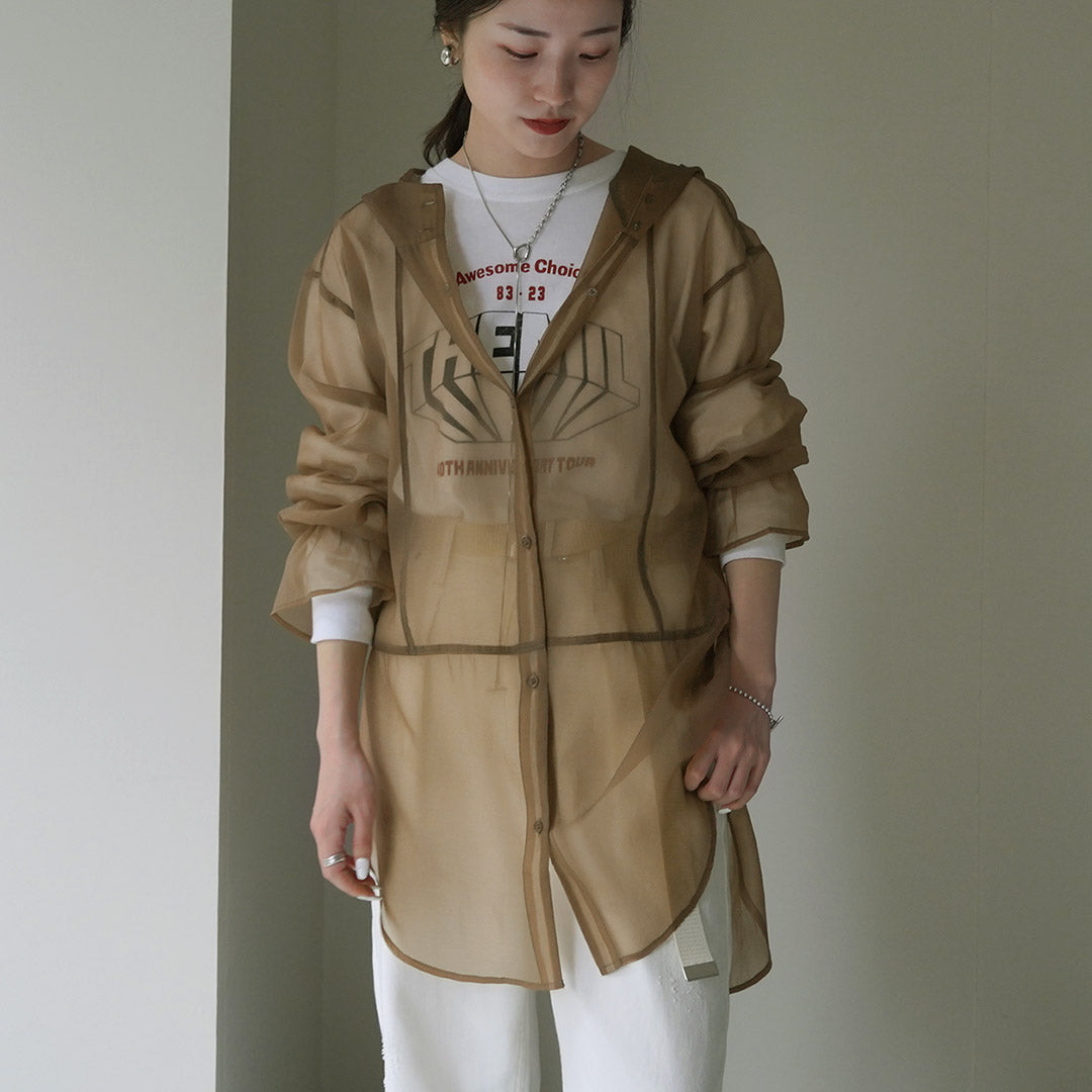 【30%OFF】CYAN TOKYO(シアン トーキョー) ソフトオーガンジー シャツ フーディー