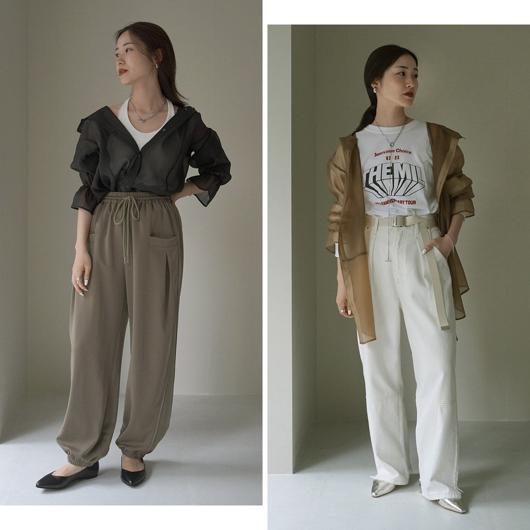 【30%OFF】CYAN TOKYO(シアン トーキョー) ソフトオーガンジー シャツ フーディー