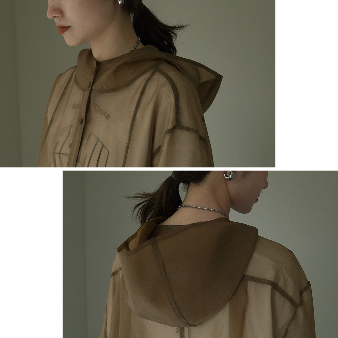 【30%OFF】CYAN TOKYO(シアン トーキョー) ソフトオーガンジー シャツ フーディー