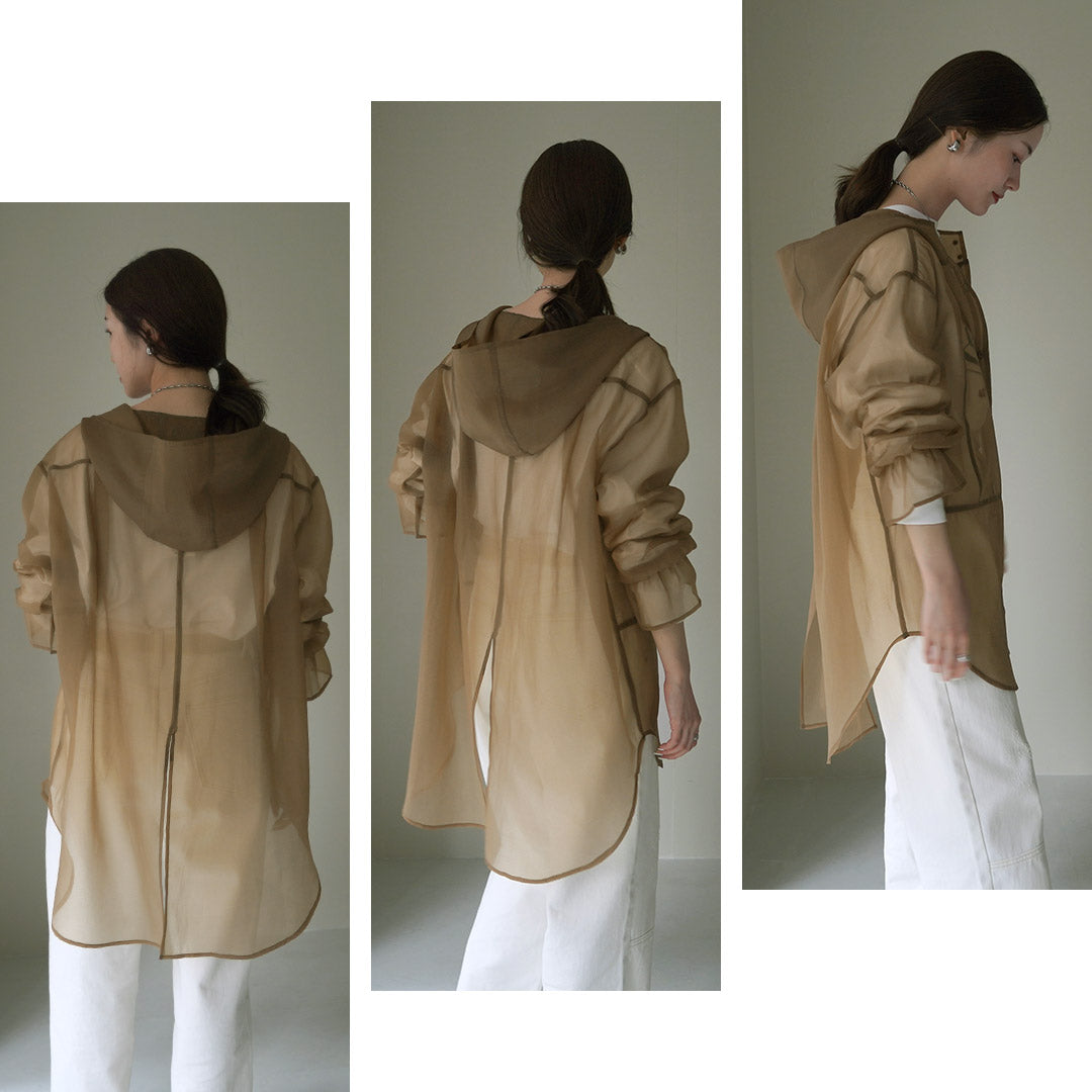 【30%OFF】CYAN TOKYO(シアン トーキョー) ソフトオーガンジー シャツ フーディー