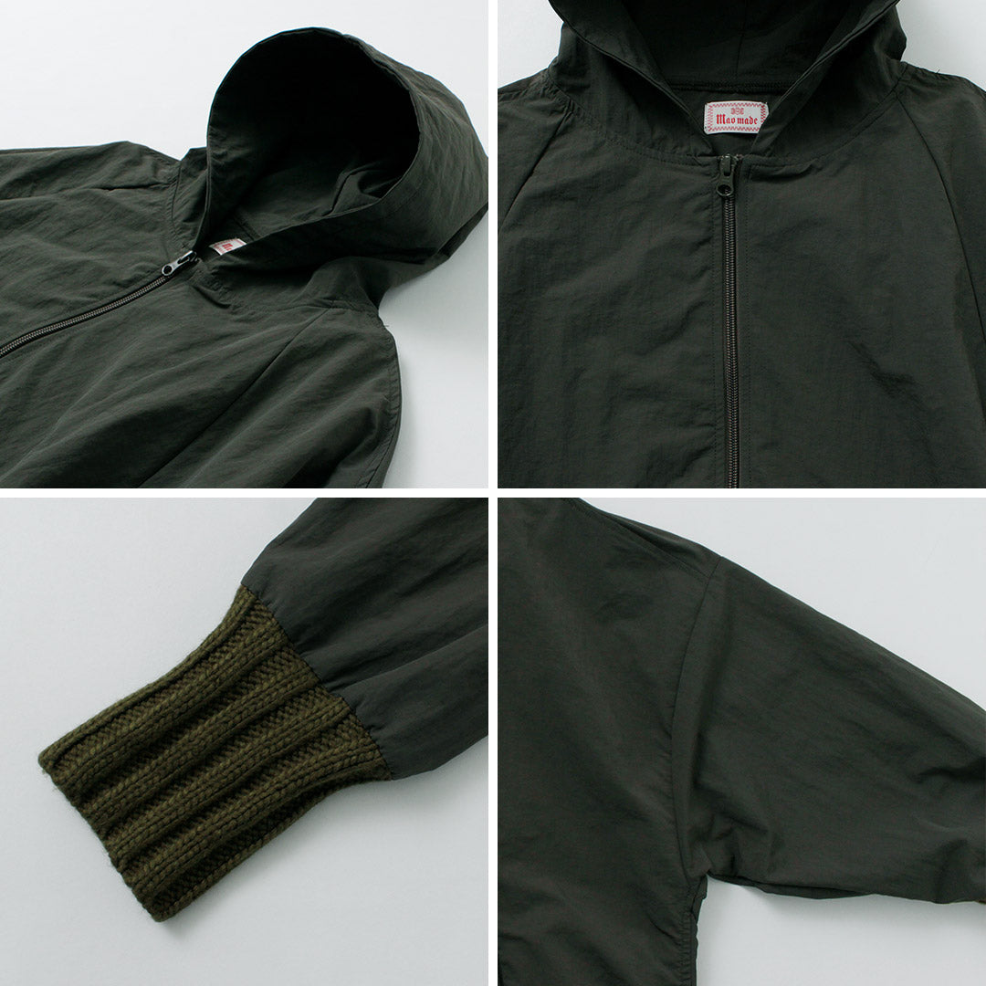 【30%OFF】MAO MADE(マオメイド) ヴィンテージウェザー ニットリブ フードジャケット