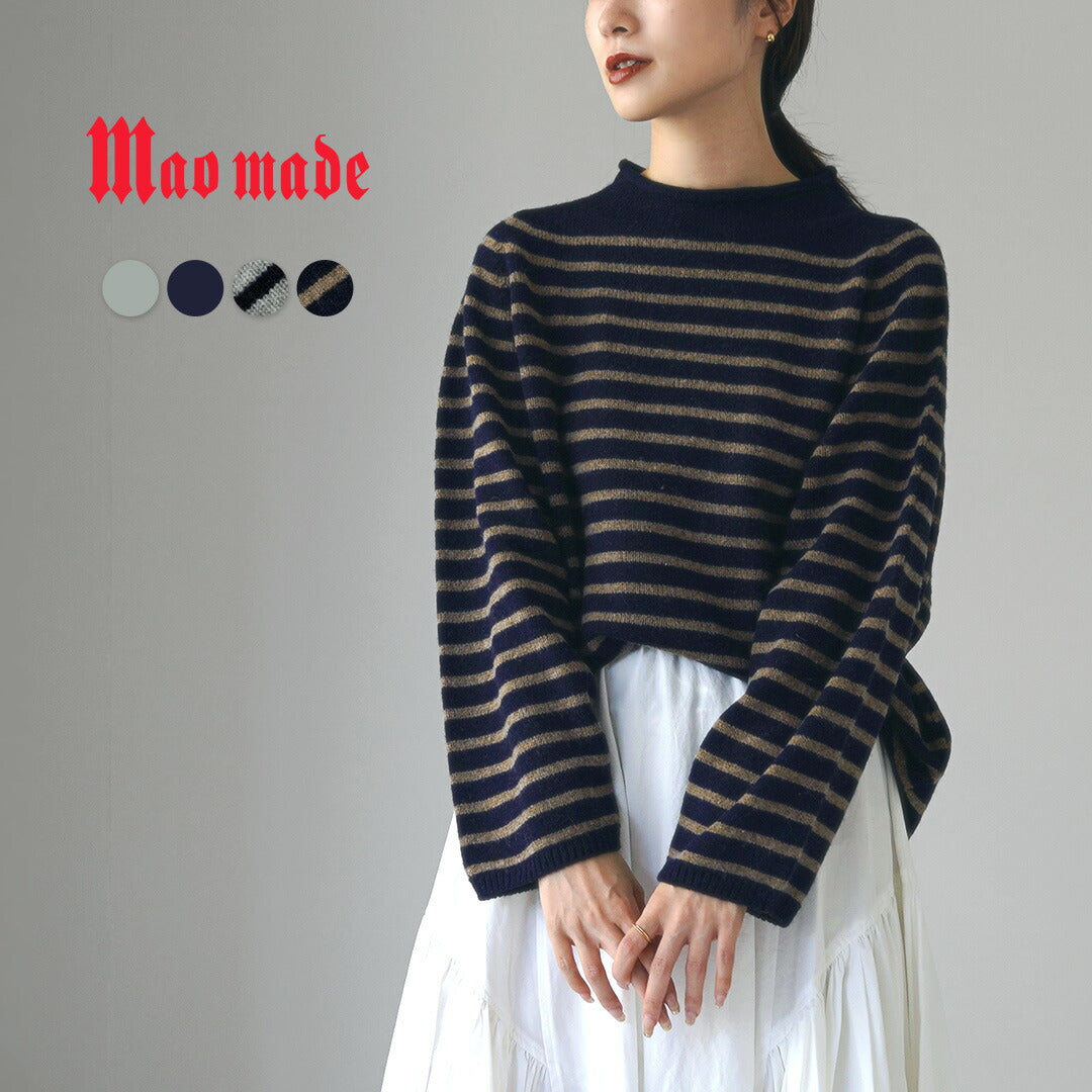 【20%OFF】MAO MADE(マオメイド)JAPAN KNIT エアヤーン コットン モックネック プルオーバー