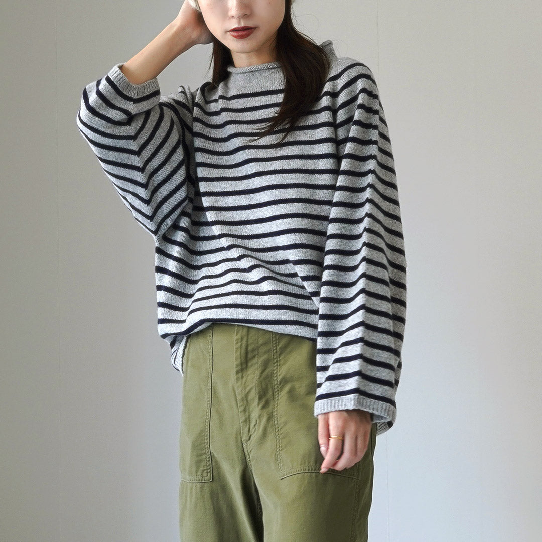 【20%OFF】MAO MADE(マオメイド)JAPAN KNIT エアヤーン コットン モックネック プルオーバー