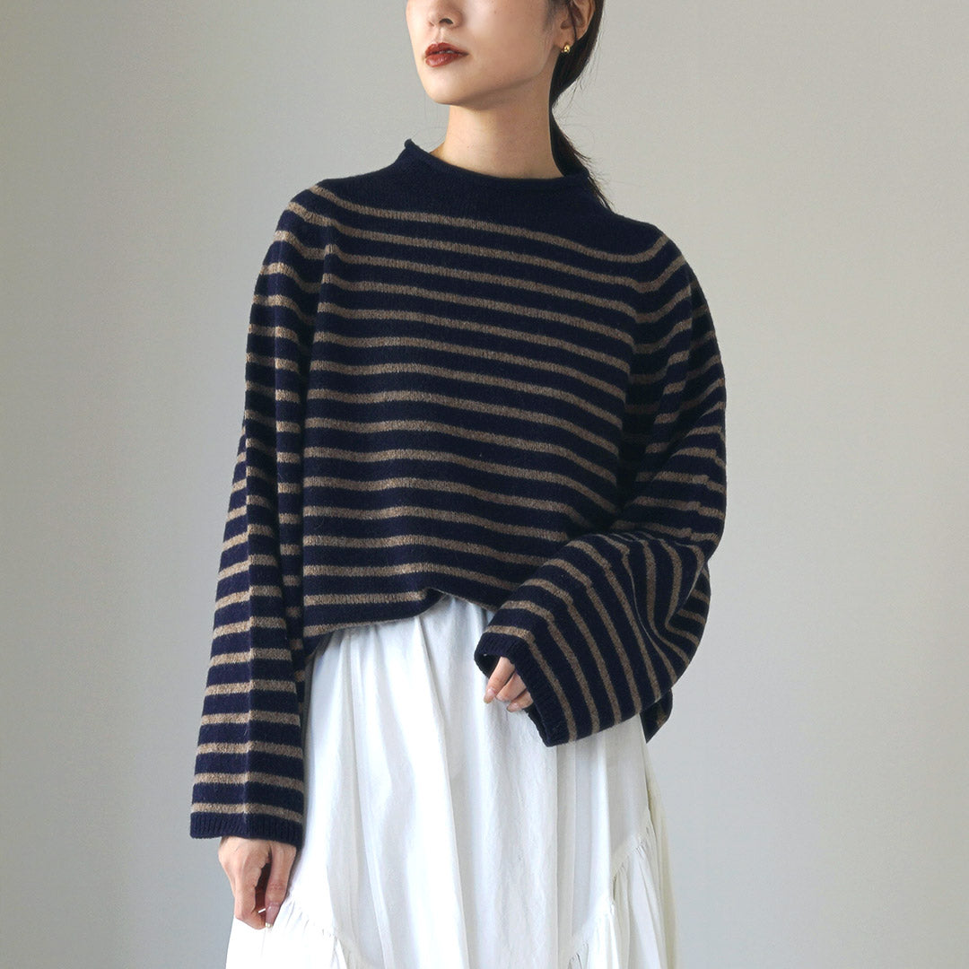 【20%OFF】MAO MADE(マオメイド)JAPAN KNIT エアヤーン コットン モックネック プルオーバー
