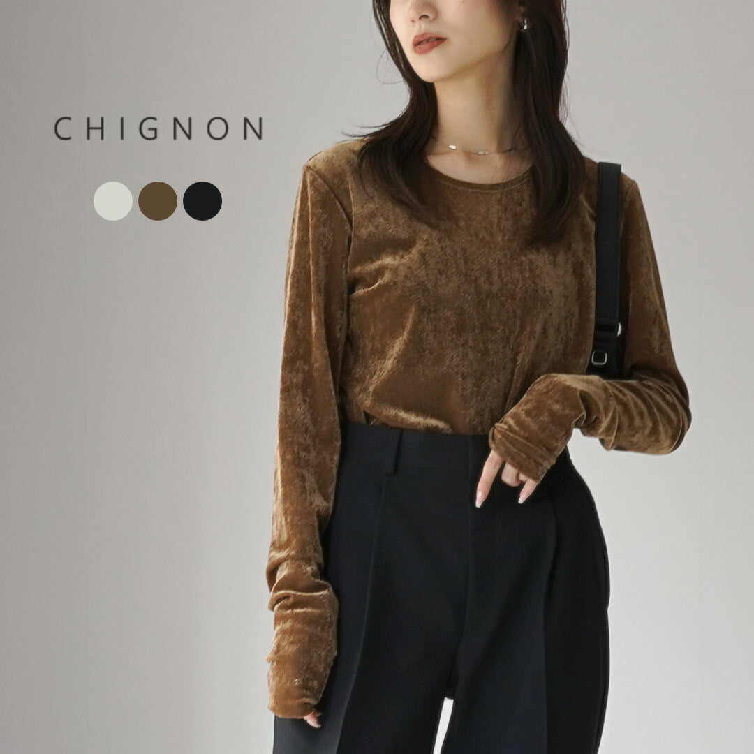 【30%OFF】CHIGNON(シニヨン) ベロアメッシュ プルオーバー