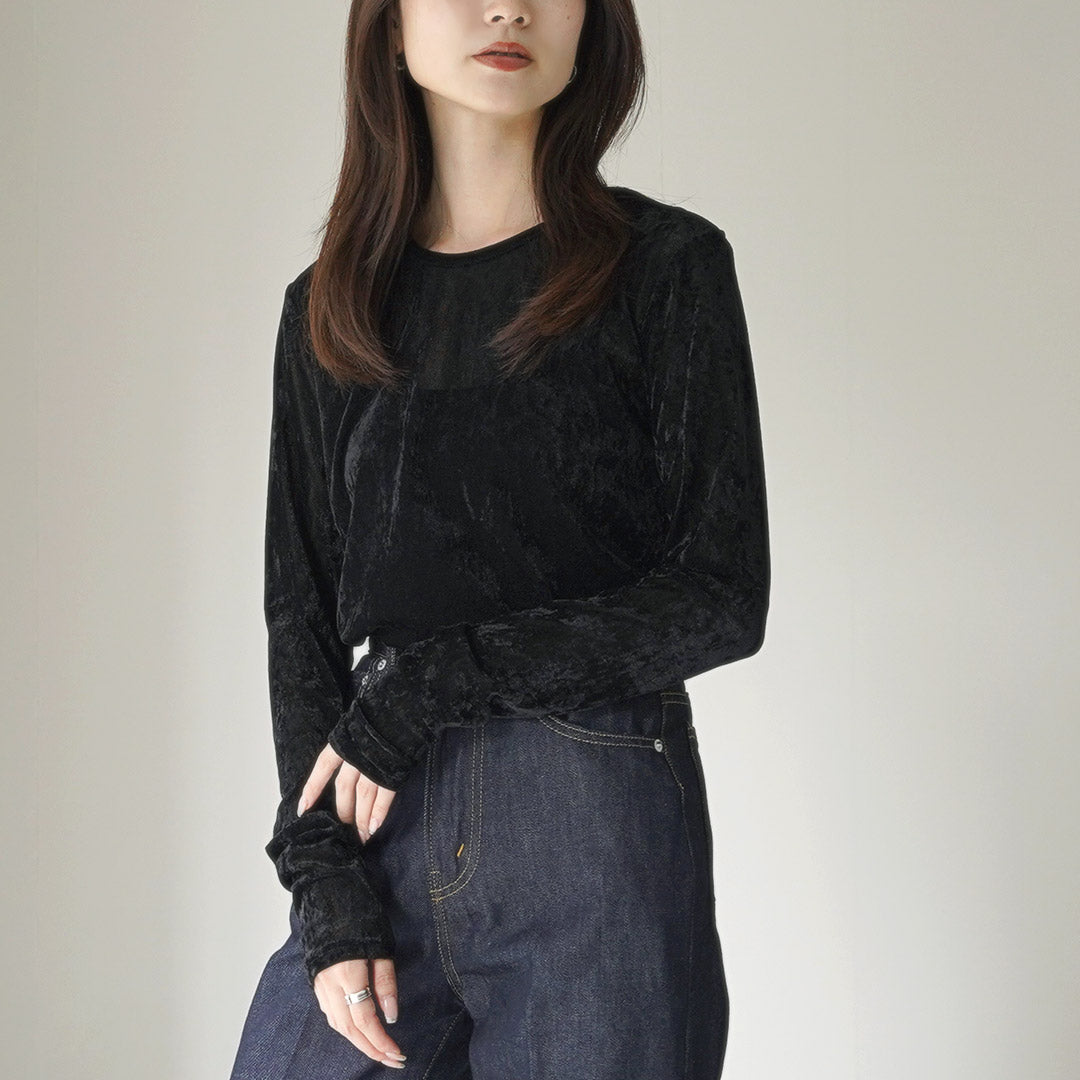 【30%OFF】CHIGNON(シニヨン) ベロアメッシュ プルオーバー