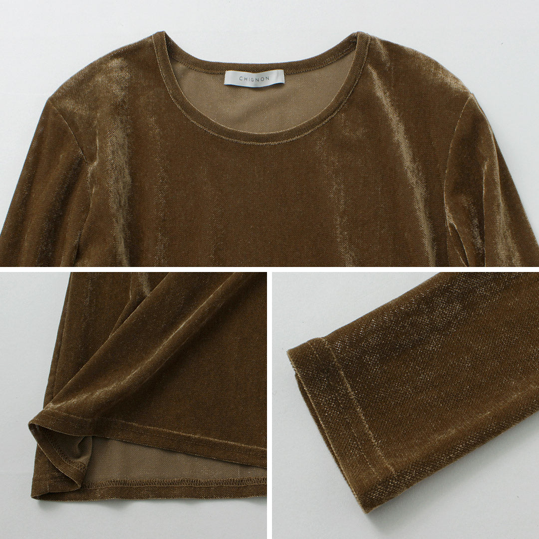 【30%OFF】CHIGNON(シニヨン) ベロアメッシュ プルオーバー