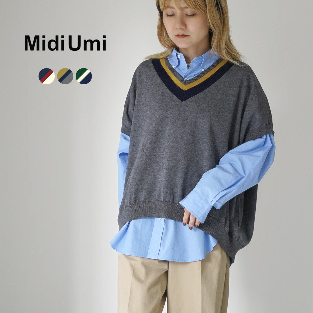 MIDIUMI(ミディウミ) クリケット Vネック ベスト / レディース チルデンコットン 綿100 トラッド