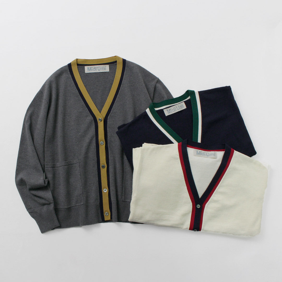 MIDIUMI(ミディウミ) クリケット カーディガン / レディース チルデンニット 綿100 コットン Vネック 長袖