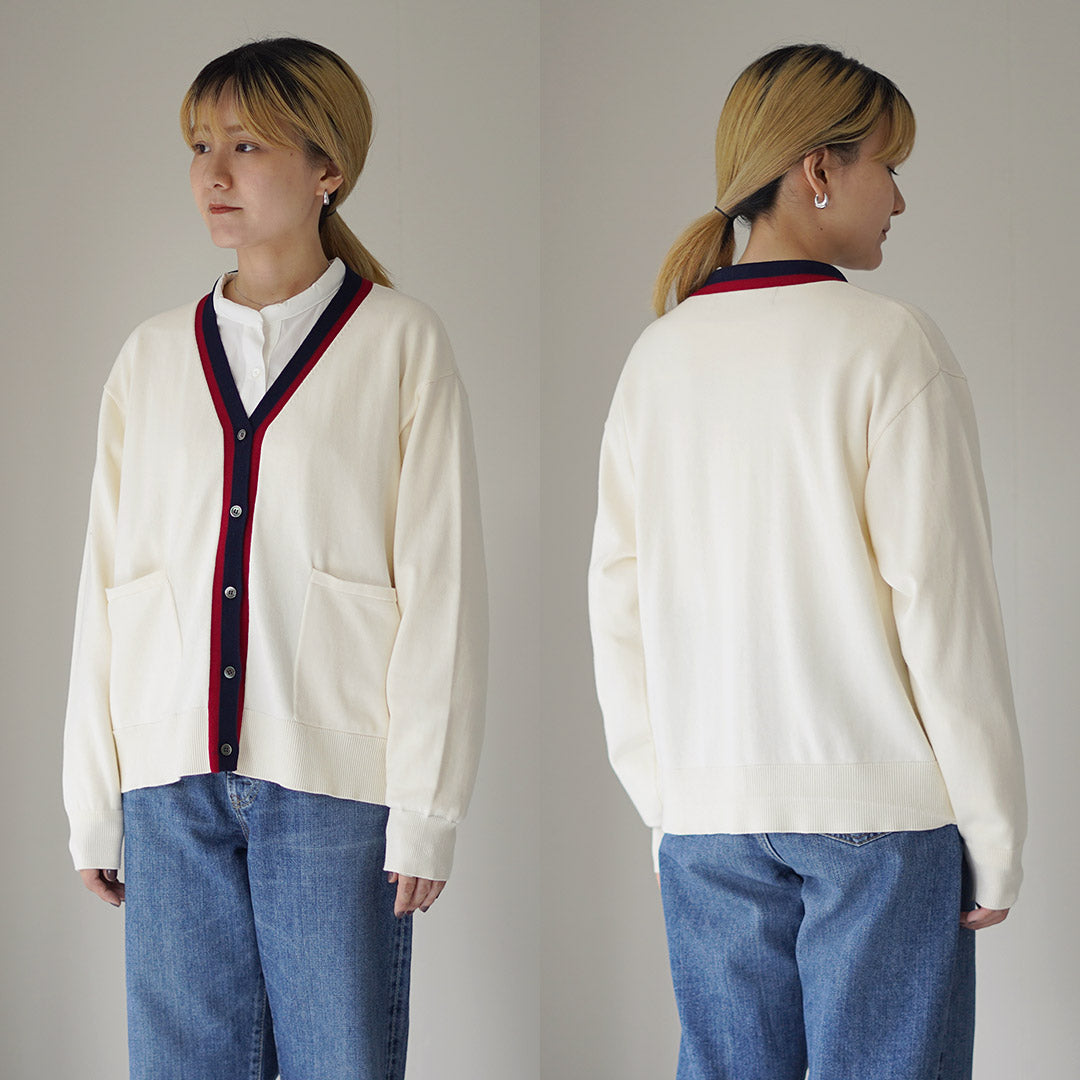 MIDIUMI(ミディウミ) クリケット カーディガン / レディース チルデンニット 綿100 コットン Vネック 長袖