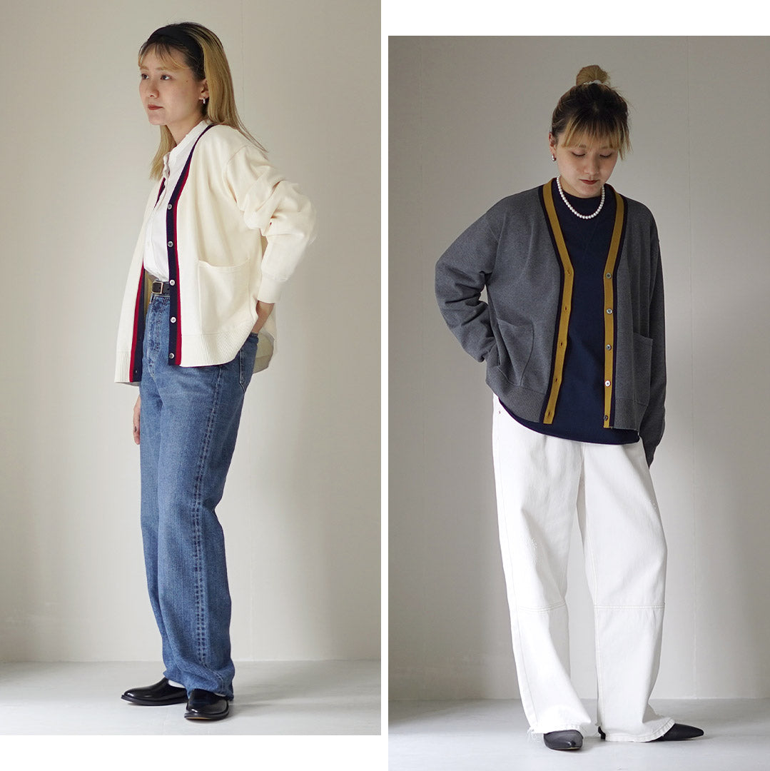 MIDIUMI(ミディウミ) クリケット カーディガン / レディース チルデンニット 綿100 コットン Vネック 長袖