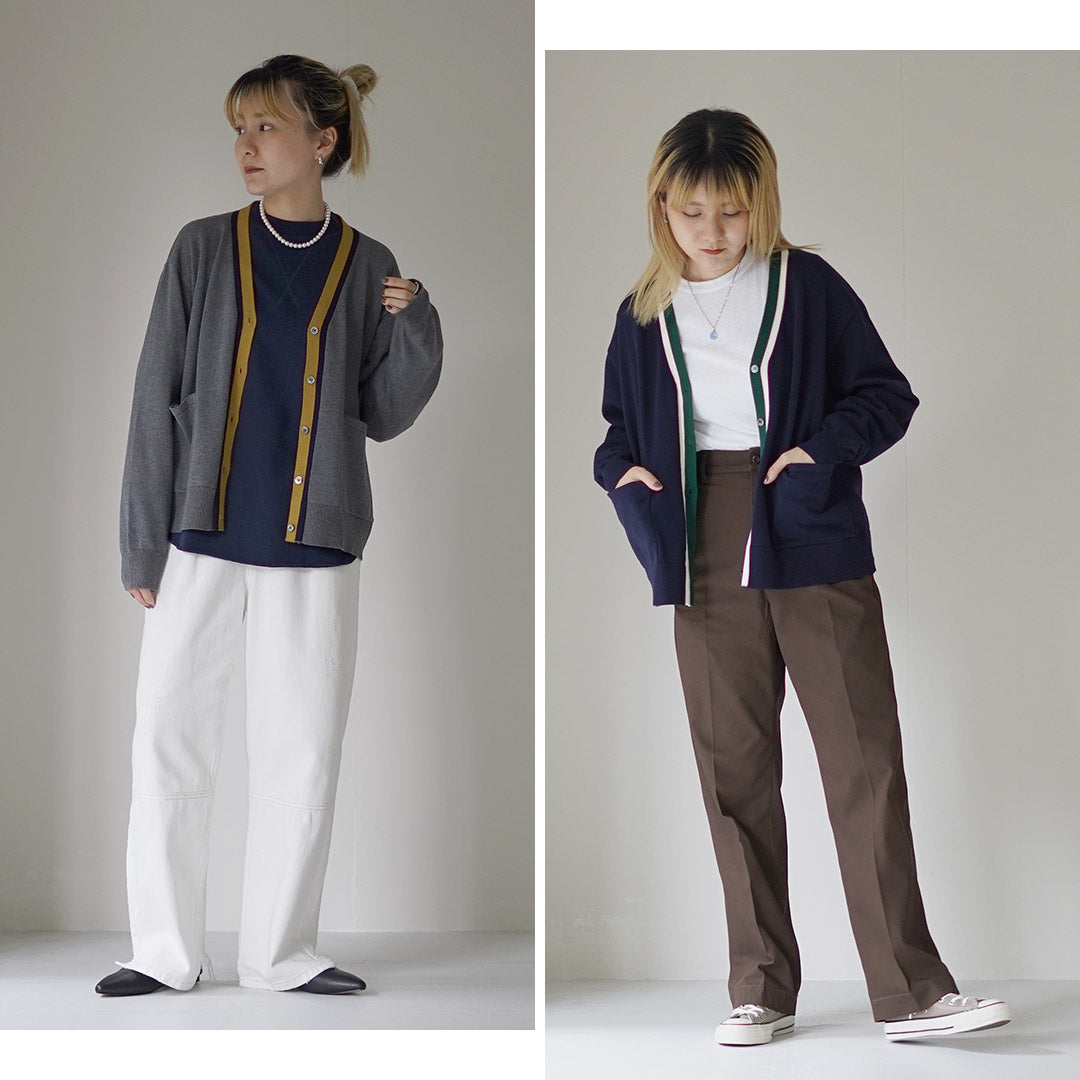 MIDIUMI(ミディウミ) クリケット カーディガン / レディース チルデンニット 綿100 コットン Vネック 長袖