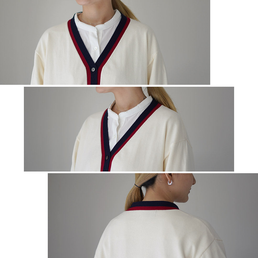 MIDIUMI(ミディウミ) クリケット カーディガン / レディース チルデンニット 綿100 コットン Vネック 長袖