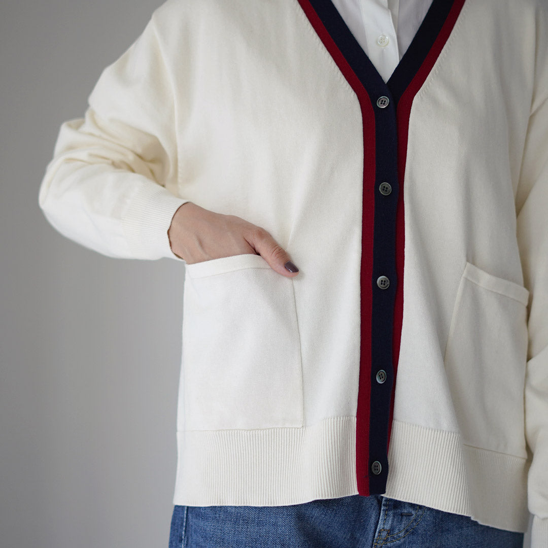 MIDIUMI(ミディウミ) クリケット カーディガン / レディース チルデンニット 綿100 コットン Vネック 長袖