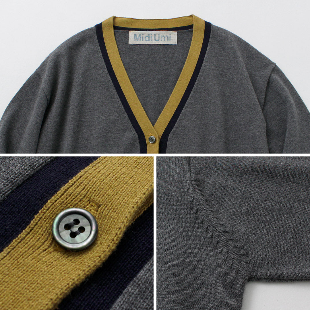 MIDIUMI(ミディウミ) クリケット カーディガン / レディース チルデンニット 綿100 コットン Vネック 長袖