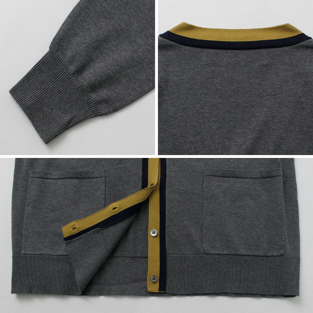 MIDIUMI(ミディウミ) クリケット カーディガン / レディース チルデンニット 綿100 コットン Vネック 長袖