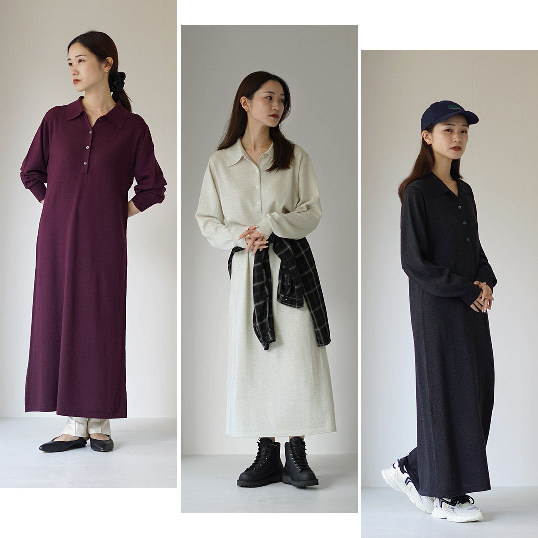 RYE TENDER(ライテンダー) JONES ONE-PIECE ジョーンズ ワンピース / レディース ニットワンピース ロング 長袖 ウール 無地 Aライン