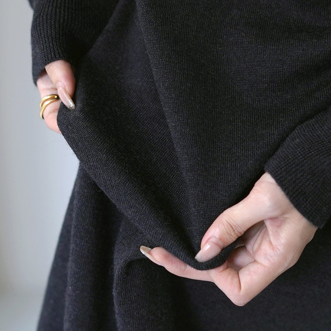 RYE TENDER(ライテンダー) JONES ONE-PIECE ジョーンズ ワンピース / レディース ニットワンピース ロング 長袖 ウール 無地 Aライン