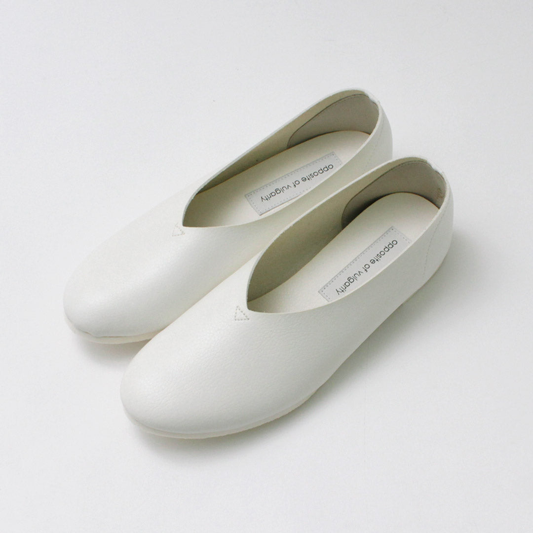 【動画あり】OPPOSITE OF VULGARITY(オポジット オブ ブルガリティ) Anise マイクロファイバーレザー Vカット フラット パンプス