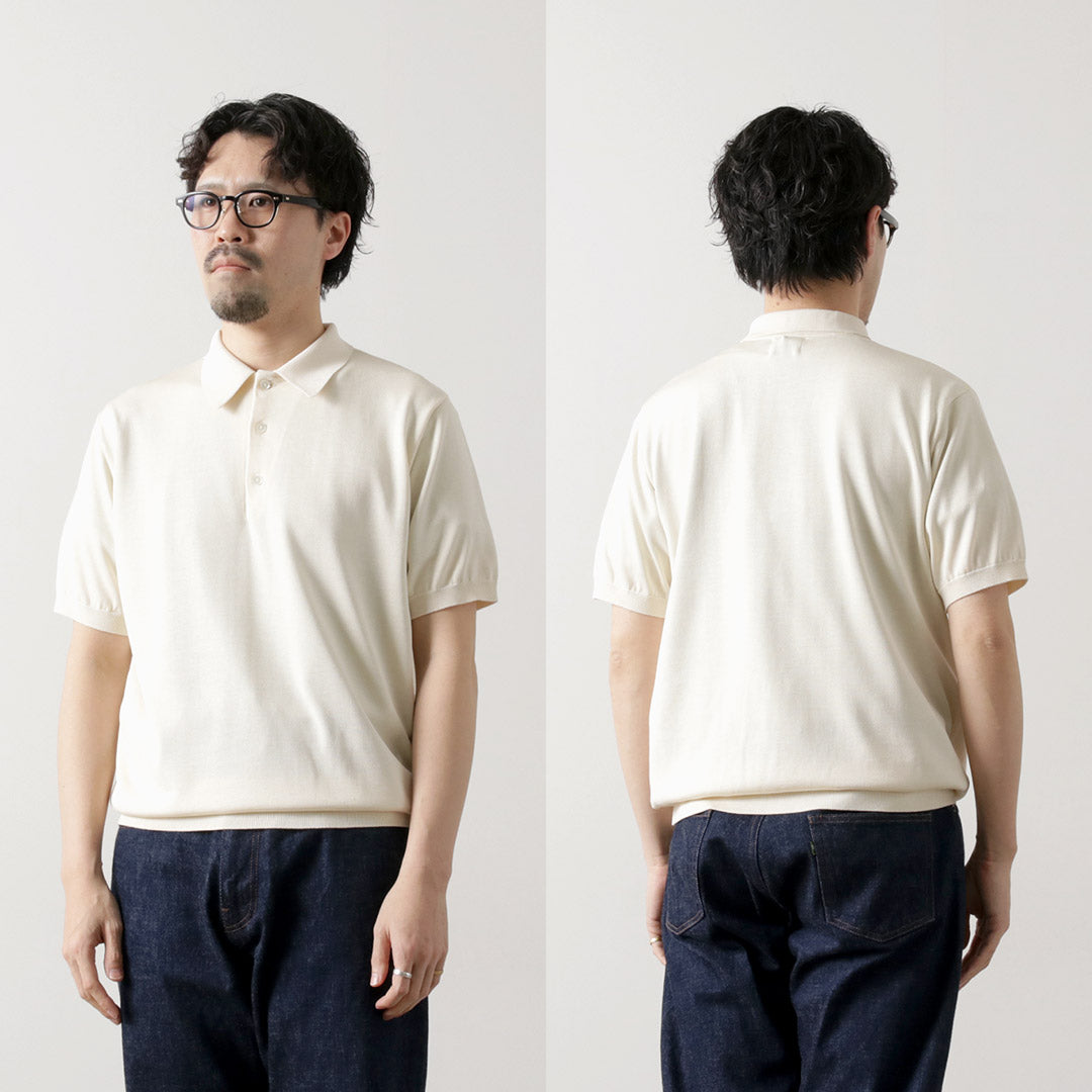 YONETOMI NEW BASIC(ヨネトミニューベーシック) カラー別注 シルクニット ポロシャツ