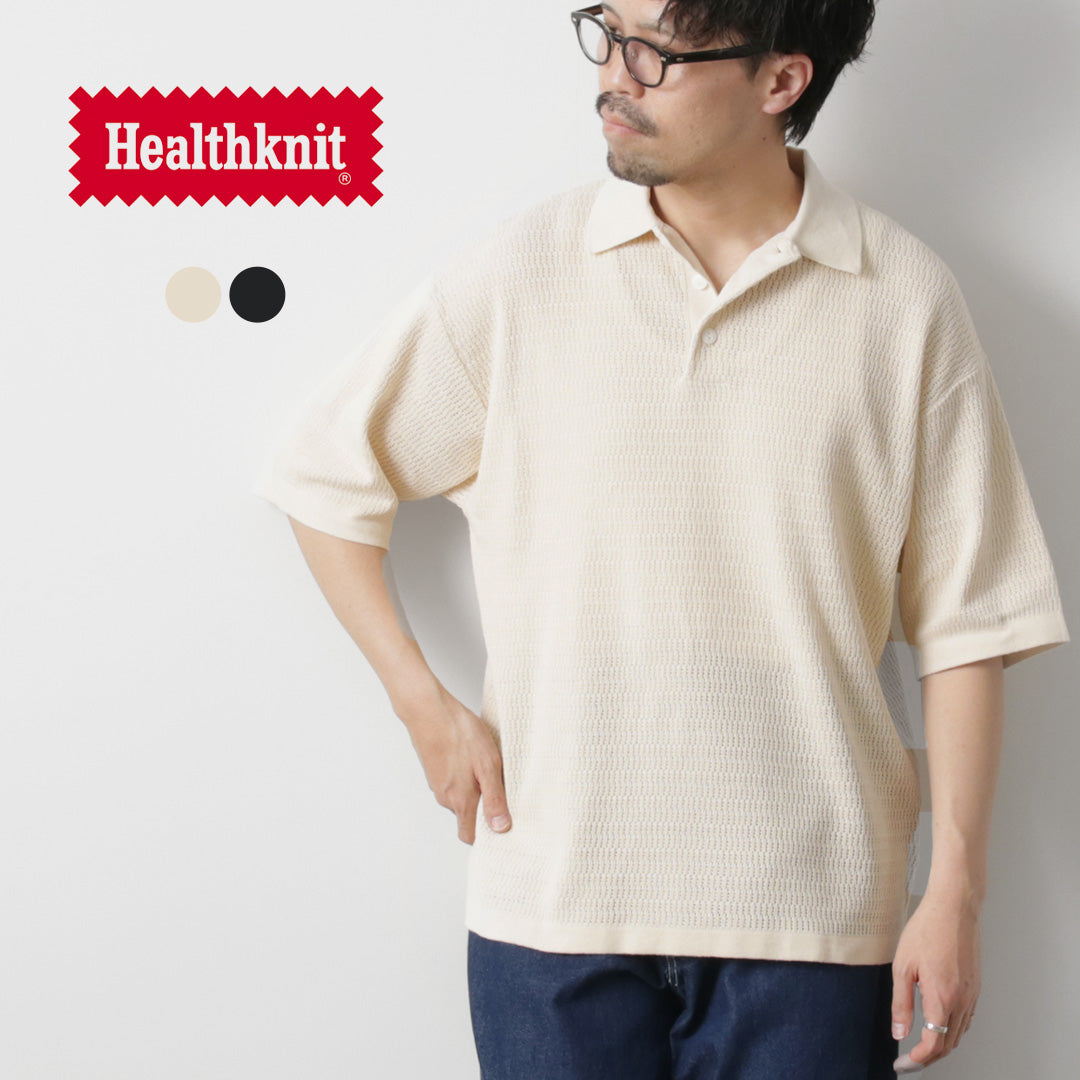 HEALTHKNIT(ヘルスニット) ポロカラー ショートスリーブ ニット カットソー