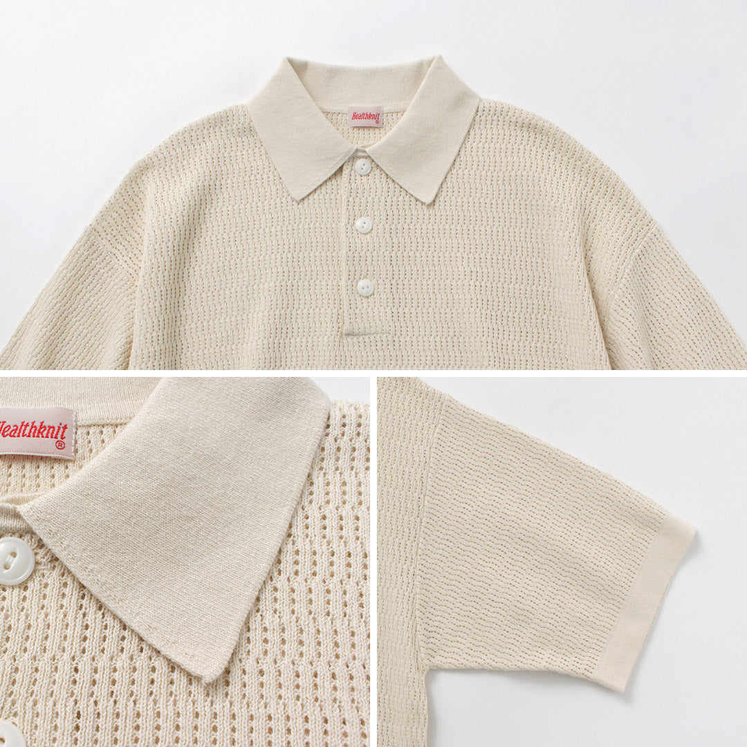HEALTHKNIT(ヘルスニット) ポロカラー ショートスリーブ ニット カットソー