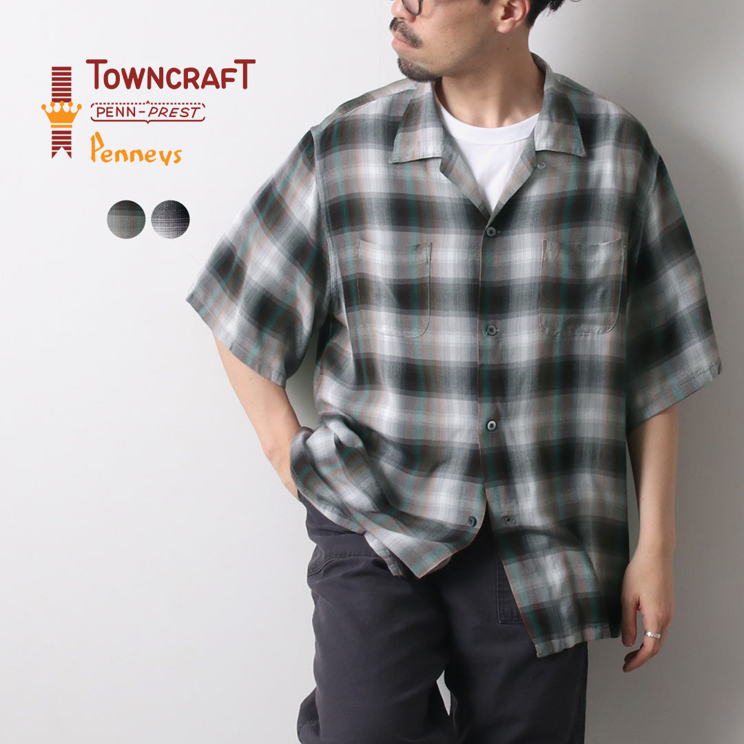 TOWNCRAFT(タウンクラフト) 60s オンブレー レーヨン ループカラーシャツ