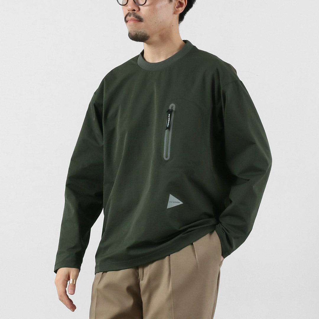 AND WANDER(アンドワンダー) ハイブリッド ウォーム ポケット ロングスリーブTシャツ