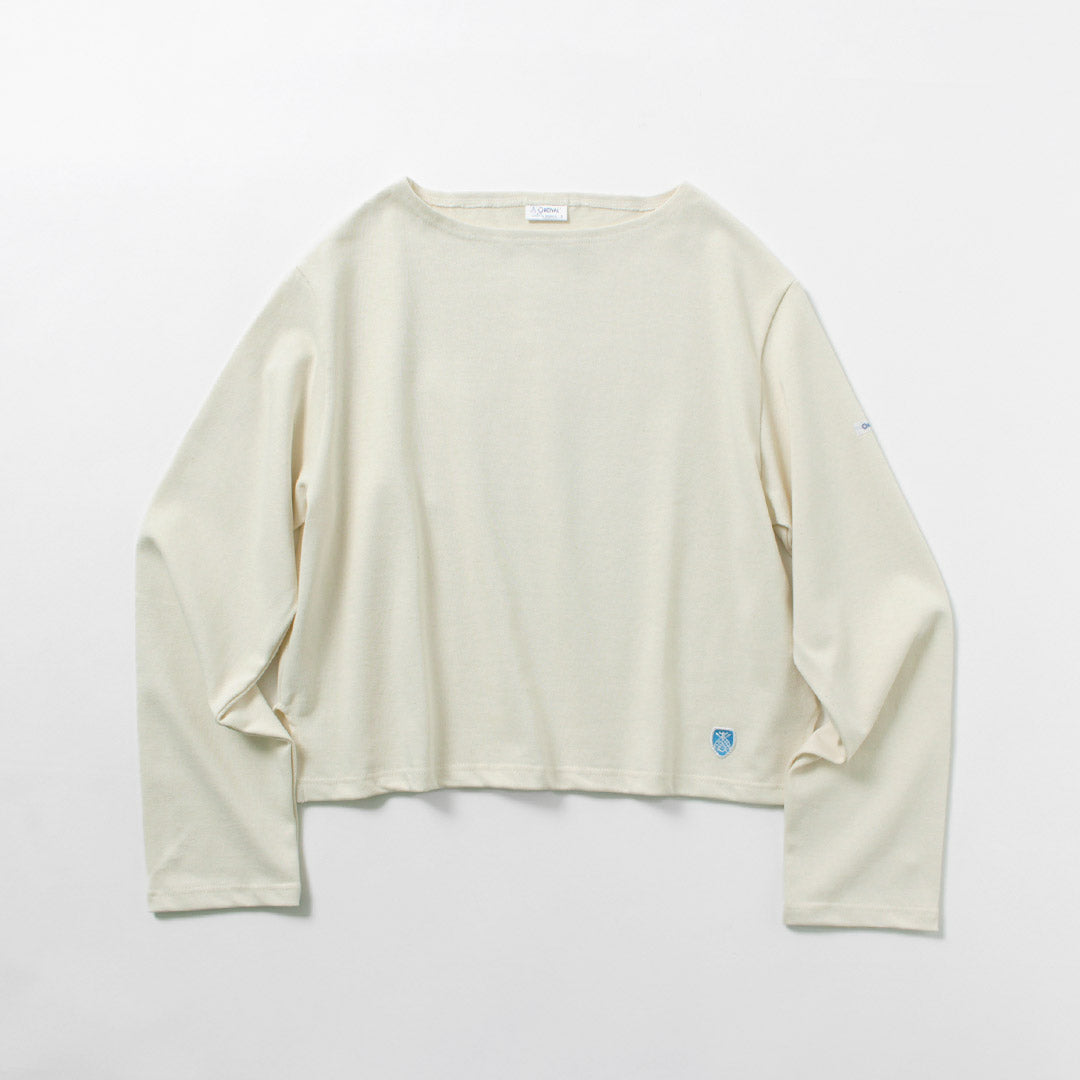 ORCIVAL(オーシバル) #B266 ボートネック ロングスリーブ クロップドプルオーバー SOLID